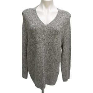 A New Day XSmall Charcoal Oversized V-Neck Tight Knit Sweater #8Y33